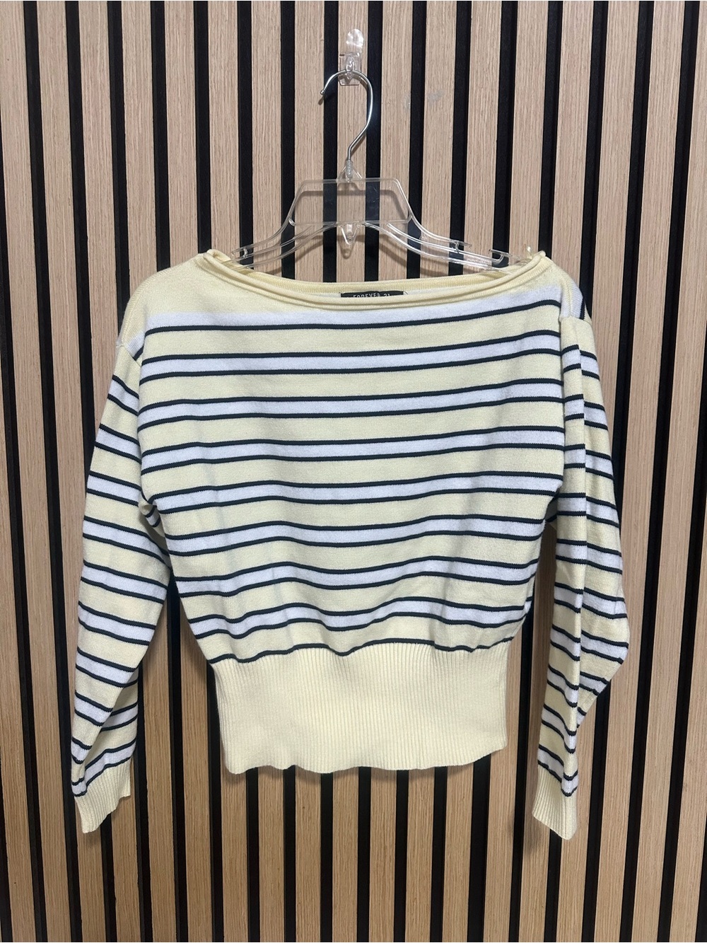 Forever 21 Off-the-Shoulder Striped Sweater in Yellow and Black